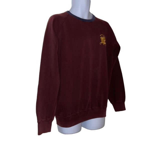 Vintage Ralph Lauren Rugby Polo Sweatshirt Mens L Burgundy Well Worn Embroidered - Picture 4 of 10